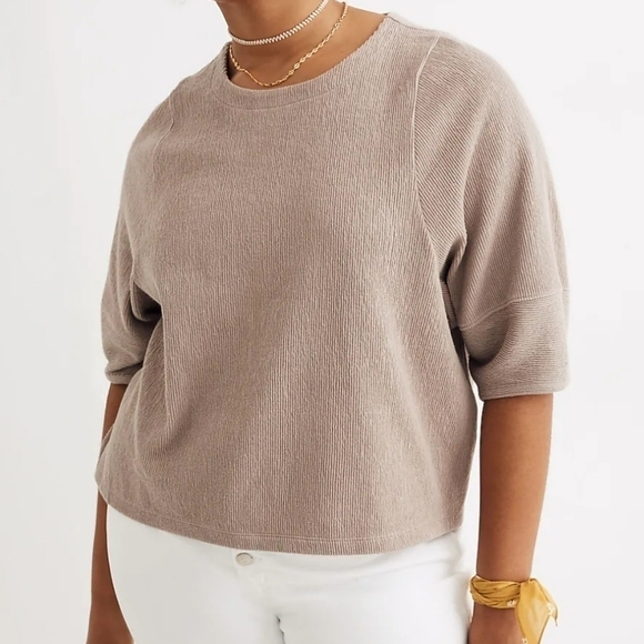 Madewell Ottoman Jacquard Button Back Top - Picture 1 of 4